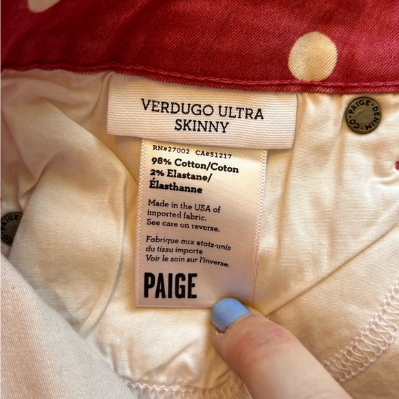 Paige Verdugo Ultra Skinny Polka Dot Jeans Sz 29 Like New - Picture 9 of 16